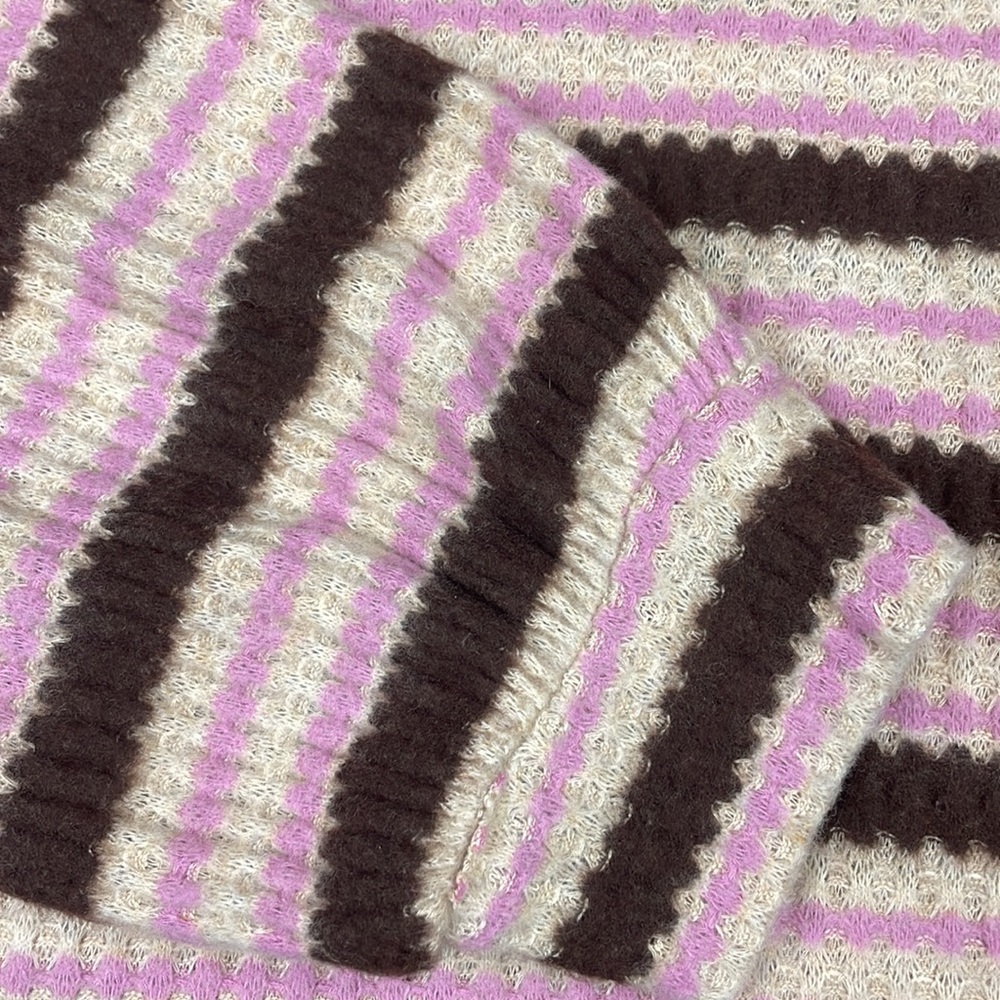 Lush > Pink Waffle Striped Sweater Small - Picture 6 of 9